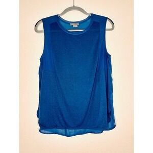 Vince Sleeveless Silk Modal Cashmere Blend Top Blue Size Medium